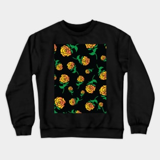 Orange Yellow Gradient Hand Drawn Roses Pattern Crewneck Sweatshirt